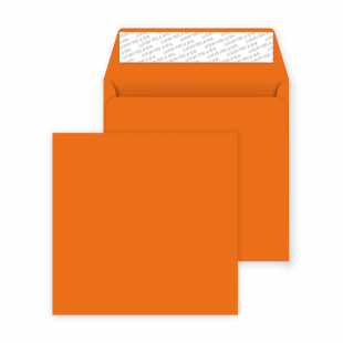 Square Peel and Seal Envelopes - 160mm x 160mm- Pumpkin Orange