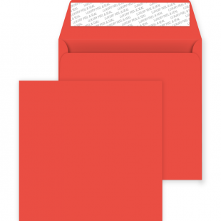 Square Peel and Seal Envelopes - 220mm x 220mm - Pillar Box Red